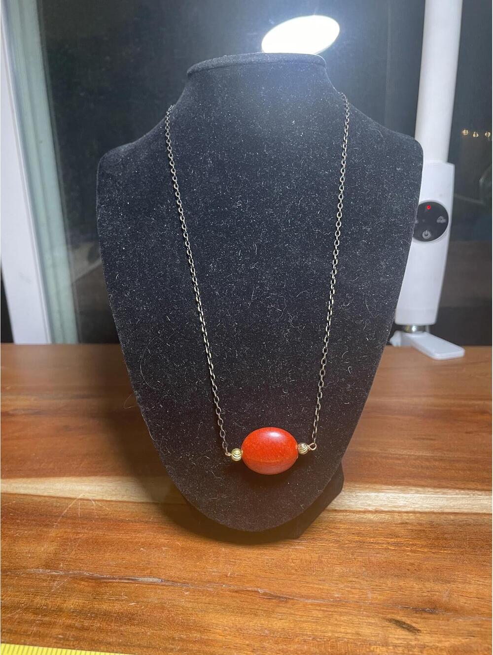 Vintage Red Stone Gold Chain Necklace